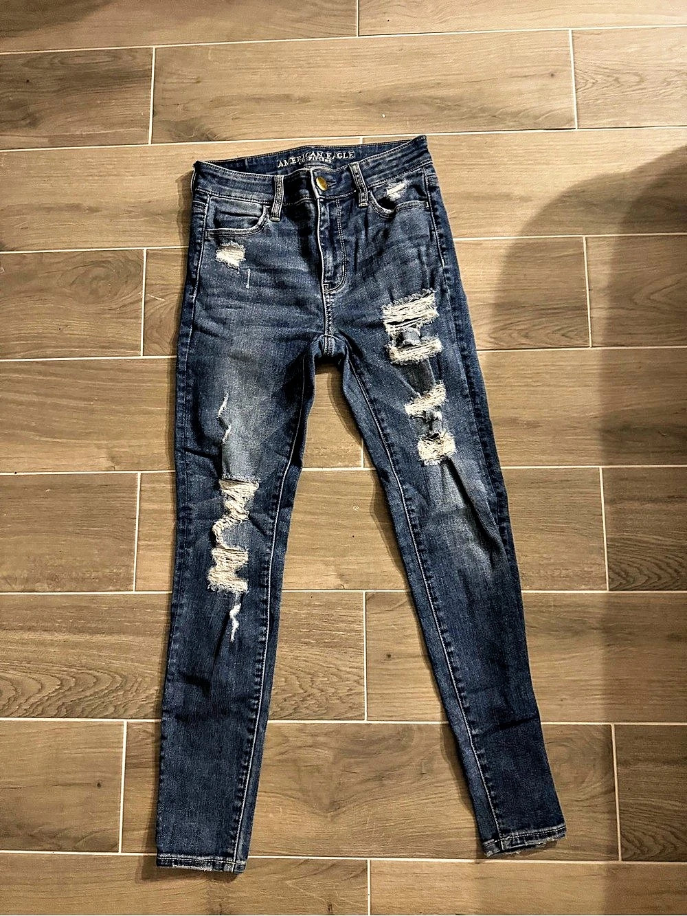 American Eagle Jegging Distressed Blue Skinny Jeans